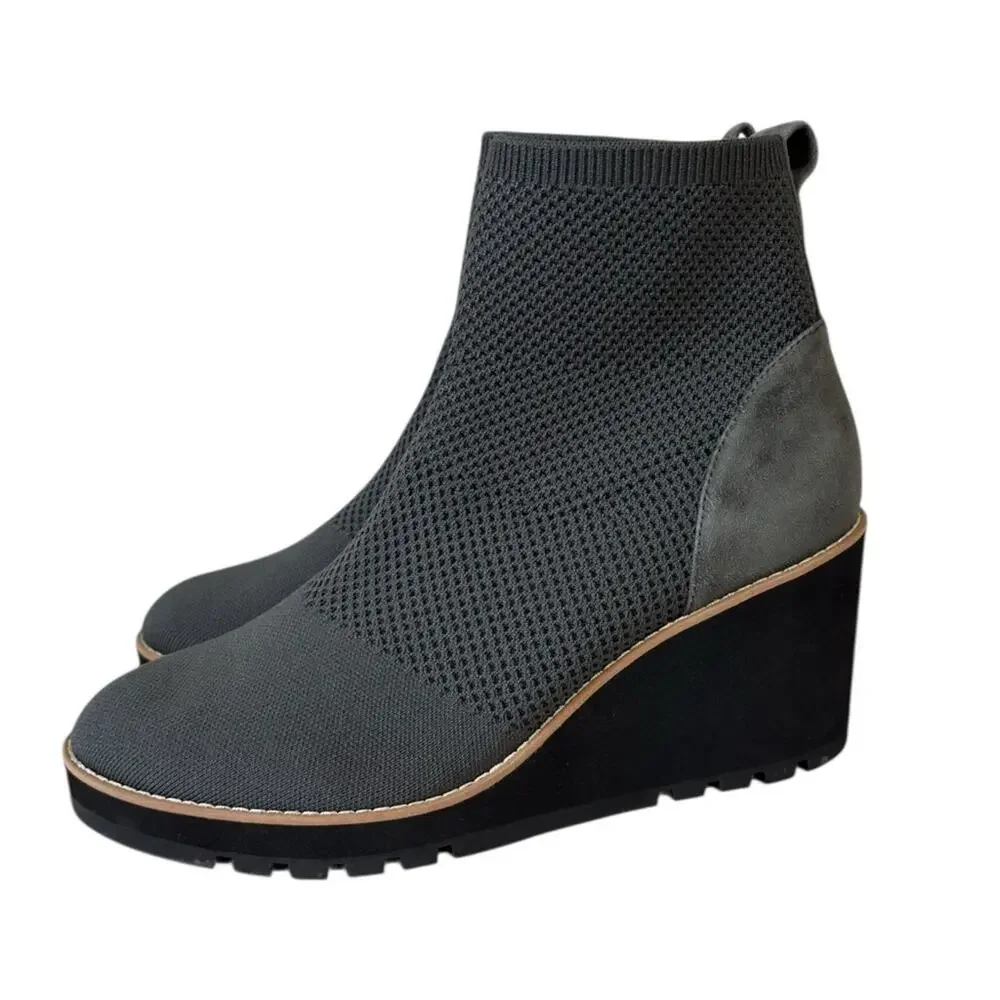Eileen Fisher London Recycled Stretch Knit Bootie in Gray - Size 11